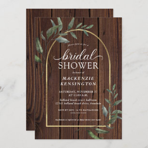 Invitation Fête des mariées d'arc en or Eucalyptus en bois ru