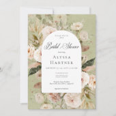 Invitation Fête des mariées d'arc fleuri rustique neutre tan  (Devant)