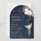 Invitation Fête des mariées d'arc floral bleu ivoire de la Ma (Devant)