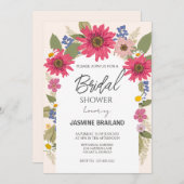 Invitation Fête des mariées d'arc floral brillant (Devant / Derrière)