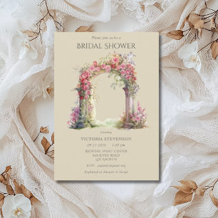 Invitation Fête des mariées d'arche Mariage rose Floral