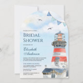 Invitation Fête des mariées d'arche marine du phare d'aquarel (Devant)