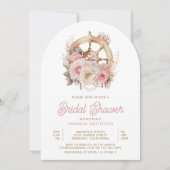 Invitation Fête des mariées d'arche marine florale rose (Devant)