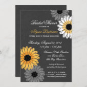 Invitation Fête des mariées d'ardoise et de fleurs gris et ja (Devant / Derrière)