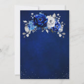 Invitation Fête des mariées d'argent en métal blanc bleu roya (Dos)