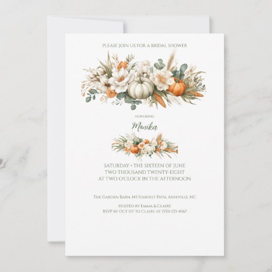 Invitation Fête des mariées d'arrangement floral de Boho Auto (Devant)