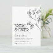 Invitation Fête des mariées d'art à ligne florale minimale (Debout devant)