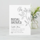 Invitation Fête des mariées d'art à ligne florale minimale (Debout devant)