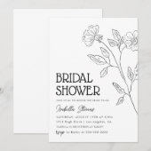 Invitation Fête des mariées d'art à ligne florale minimale (Devant / Derrière)