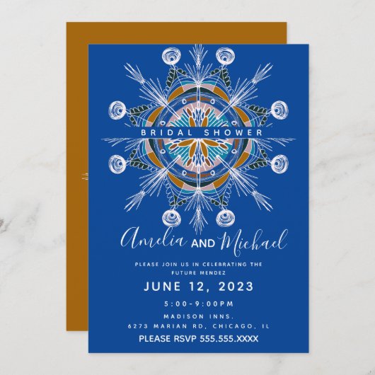 Invitation Fête des mariées d'art moderne Mandala Hand Drag B (Devant / Derrière)