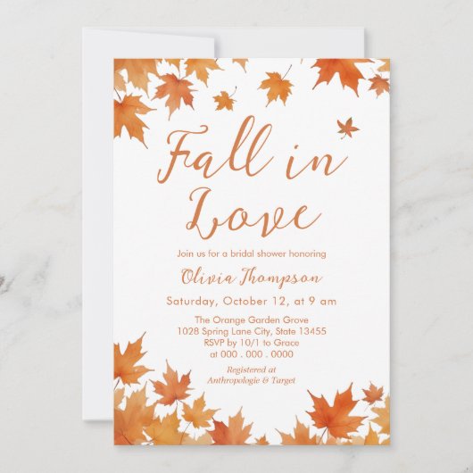 Invitation Fête des mariées d'automne (Devant)