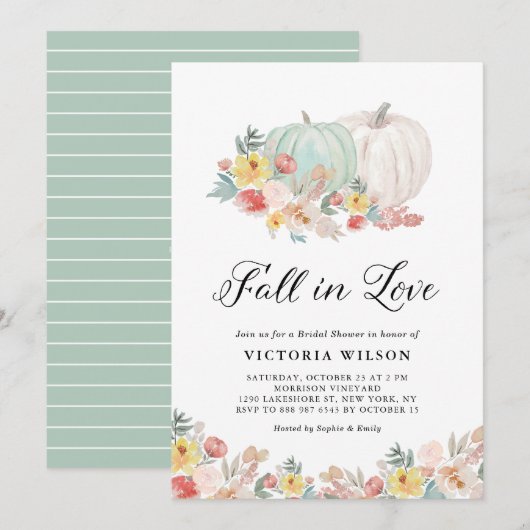 Invitation Fête des mariées d'automne Boho White et Blue Citr (Devant / Derrière)