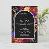 Invitation Fête des mariées d'automne bordeaux orange violet (Debout devant)