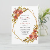 Invitation Fête des mariées d'automne Burange Floral Gold Fra (Debout devant)