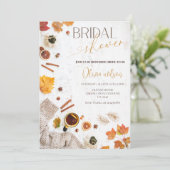Invitation Fête des mariées d'automne confortable - Feuilles  (Debout devant)
