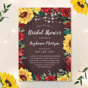 Invitation Fête des mariées d'automne Fleurs de soleil Roses 