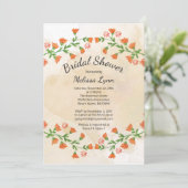 Invitation Fête des mariées d'automne florale de Pêche modern (Debout devant)