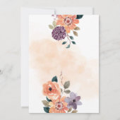 Invitation Fête des mariées d'automne florale pourpre et oran (Dos)