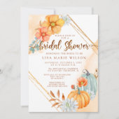 Invitation Fête des mariées d'automne Russe Citrouilles aquar (Devant)