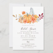 Invitation Fête des mariées d'automne Russe Citrouilles aquar (Devant)