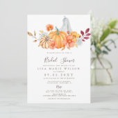 Invitation Fête des mariées d'automne Russe Citrouilles aquar (Debout devant)