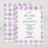 Invitation Fête des mariées de bandes Plaid violet blanc (Devant / Derrière)