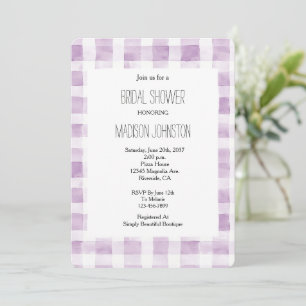 Invitation Fête des mariées de bandes Plaid violet blanc