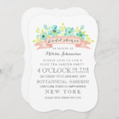 Invitation Fête des mariées de bannière florale aq (Devant / Derrière)