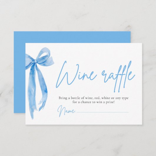 Invitation Fête des mariées de billet pour vin roulette bleu  (Devant / Derrière)