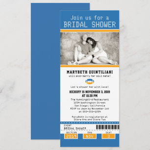 Invitation Fête des mariées de billets de football bleu jaune