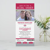 Invitation Fête des mariées de billets de football rouge gris (Debout devant)