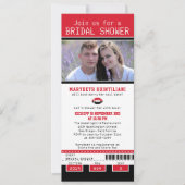 Invitation Fête des mariées de billets de football rouge noir (Devant)