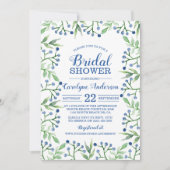 Invitation Fête des mariées de bleuets de feuillage de printe (Devant)