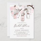 Invitation Fête des mariées de bocaux de mason rose (Devant)