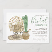 Invitation Fête des mariées de Boho Cactus rustique aquarelle (Devant)