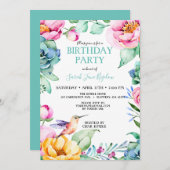 Invitation Fête des mariées de Boho de colibri (Devant / Derrière)