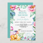 Invitation Fête des mariées de Boho de colibri (Devant / Derrière)