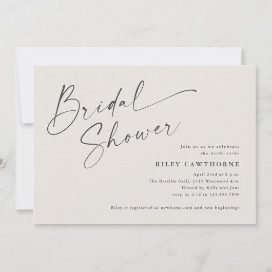 Invitation Fête des mariées de Boho ivoire de script moderne (Devant)