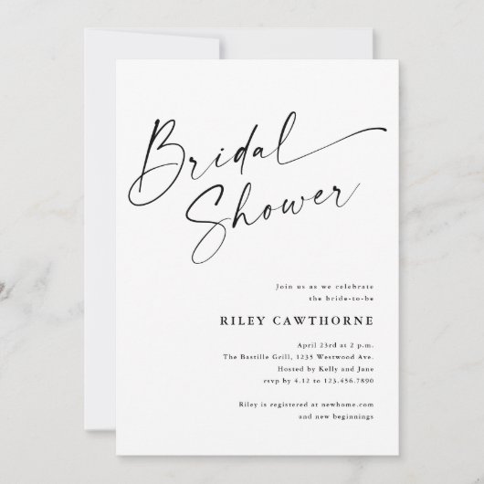 Invitation Fête des mariées de Boho ivoire de script moderne (Devant)