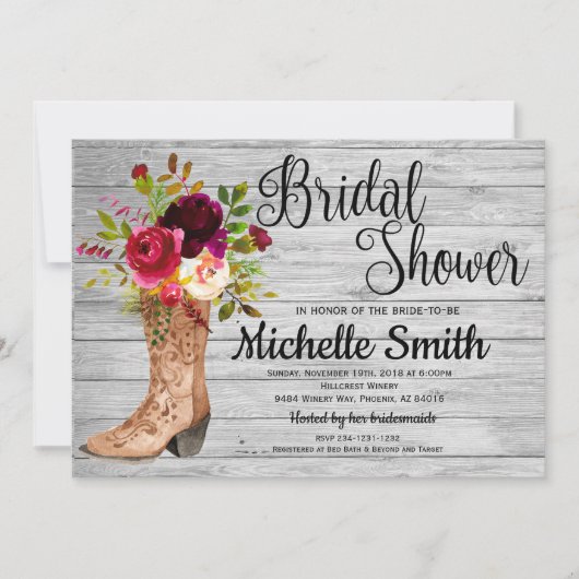 Invitation Fête des mariées de Boho Ouest Rustique (Devant)