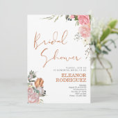 Invitation Fête des mariées de bois floral en terre cuite (Debout devant)