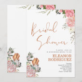 Invitation Fête des mariées de bois floral en terre cuite (Devant / Derrière)