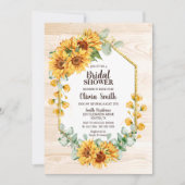 Invitation Fête des mariées de bois géométrique de tournesol (Devant)