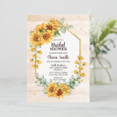 Invitation Fête des mariées de bois géométrique de tournesol (Debout devant)