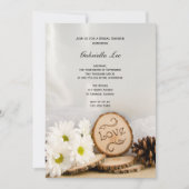 Invitation Fête des mariées de bois rustique blanc marguis (Devant)