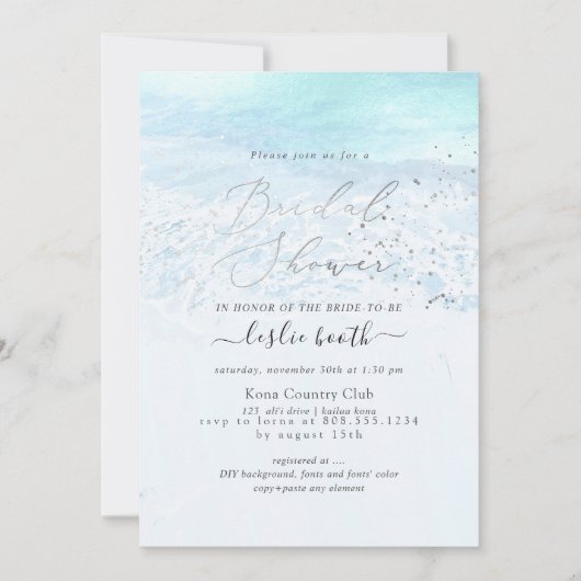 Invitation Fête des mariées de bord bleu cristal PixDezines (Devant)