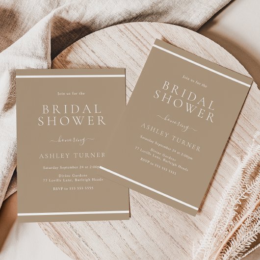 Invitation Fête des mariées de bordure blanche moderne Pale T