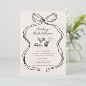 Invitation Fête des mariées de bordure en ruban lunaire (Debout devant)