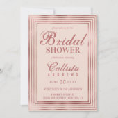 Invitation Fête des mariées de bordure Rose moderne en or ros (Devant)