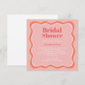 Invitation Fête des mariées de bordure rose orange rétro (Devant / Derrière)